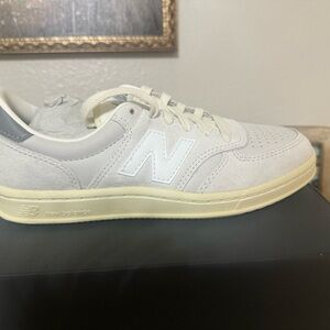 New Balance Men’s Cream and White Suede Sneakers